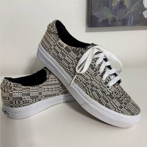 Vans Authentic Women’s 7 Cream Black Woven Check Low Top Sneakers EU 37